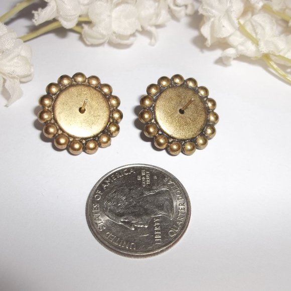 Blue & Bronze Earring Set Stud Post Back Fashion Accessory Jewelry Pair 6853 - Picture 4 of 6